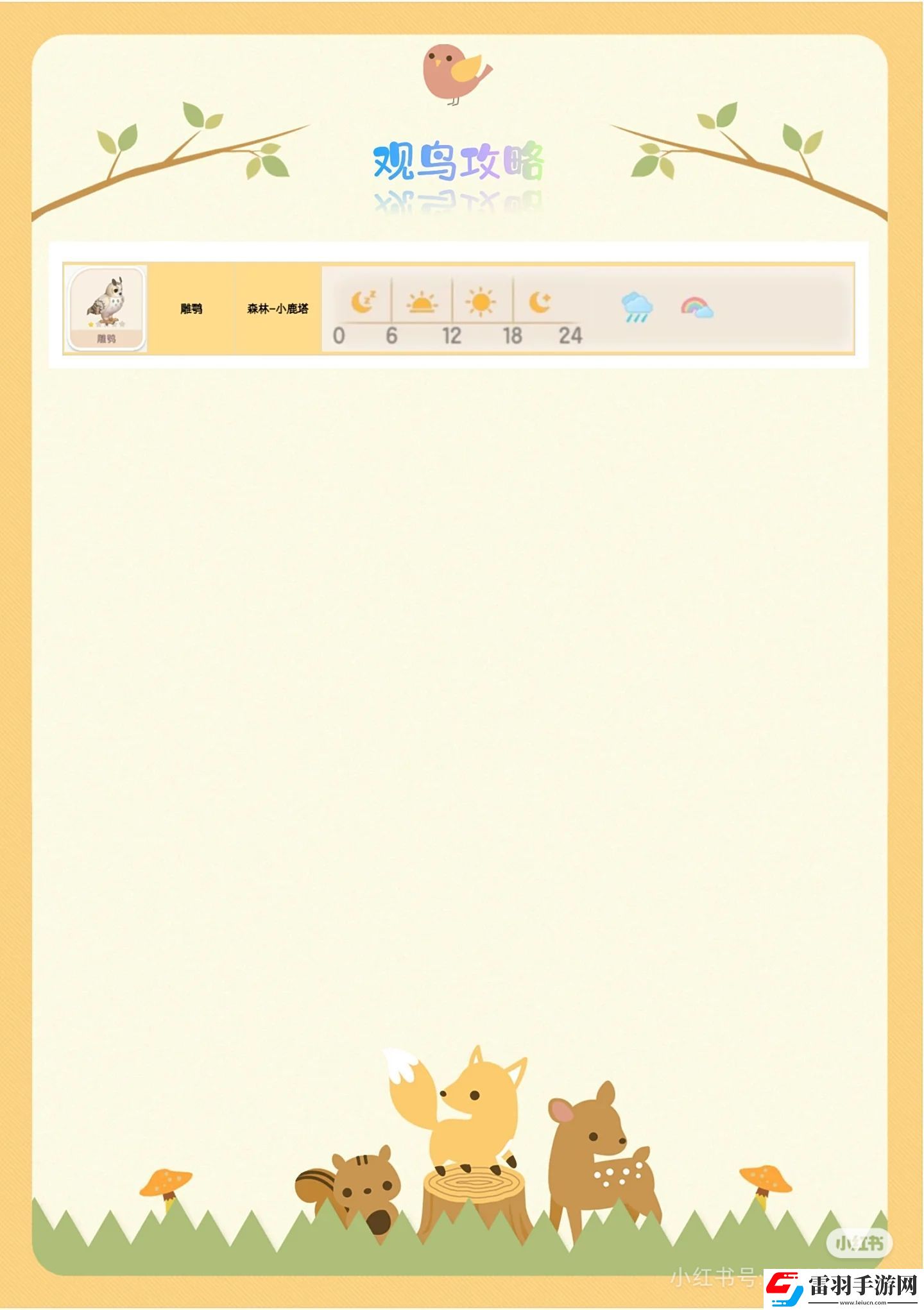 心動(dòng)小鎮(zhèn)手游觀鳥(niǎo)全圖鑒